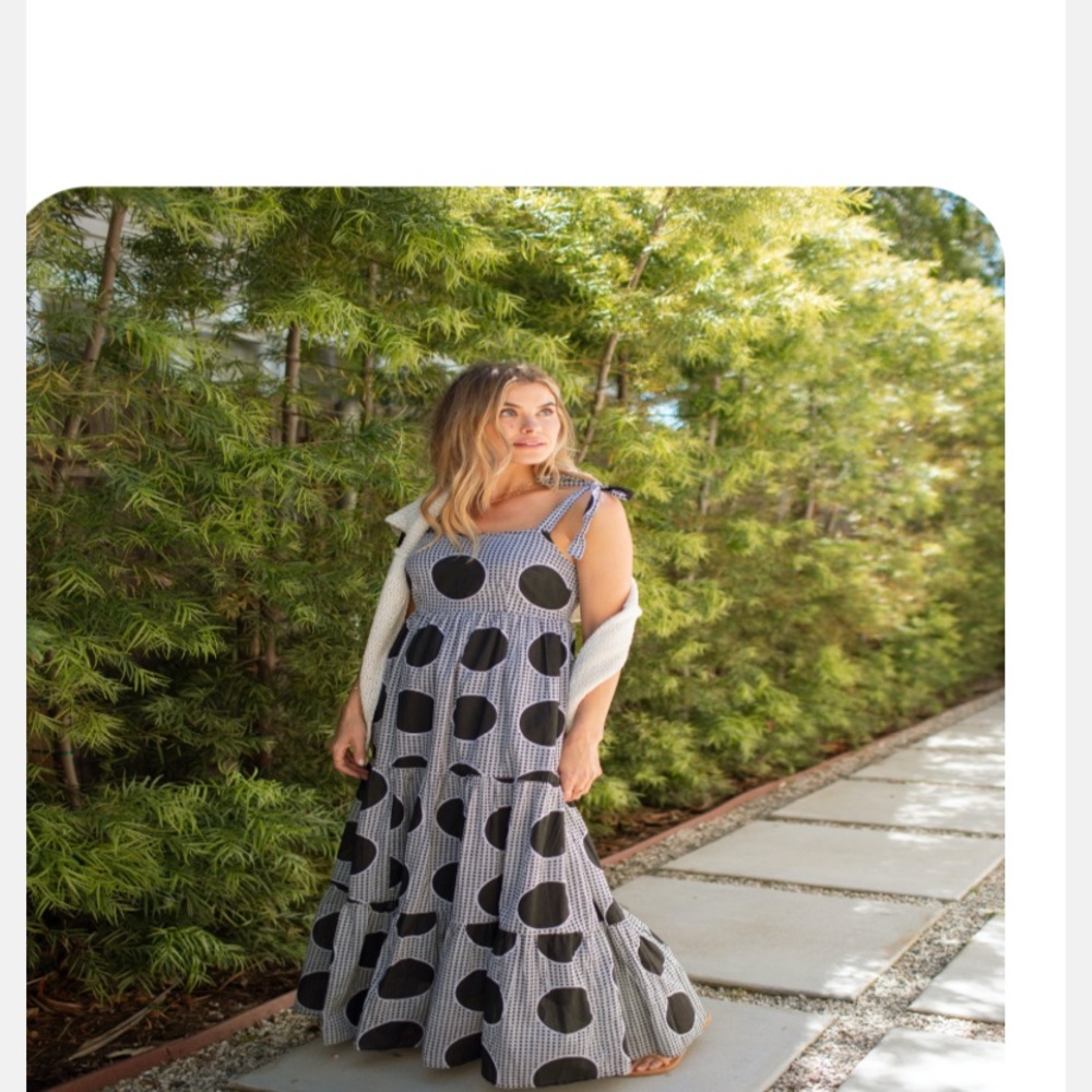 Carly Jean Los Angeles Black and White Polka Dot Maxi Dress
